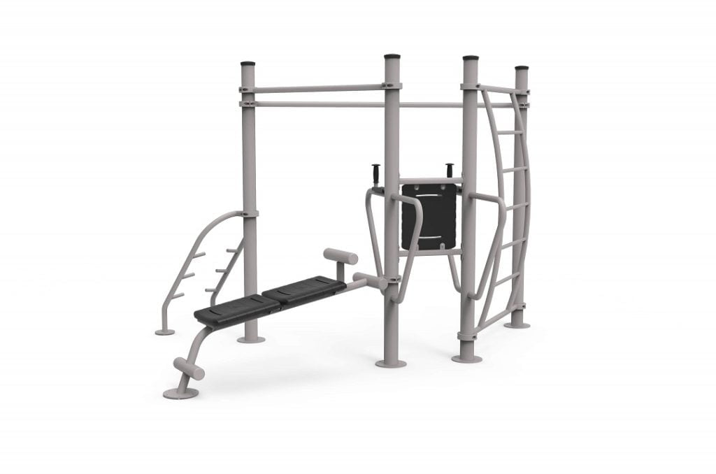 Complex de antrenament sportiv format din scară verticală, bancă abdomene, bare tracțiune, imaginea 1