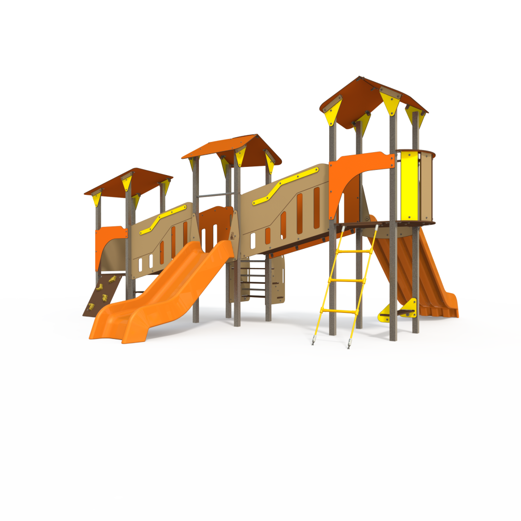 Complex de joacă Cool cu două turnuri și punte