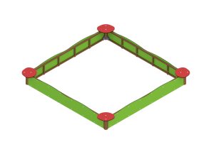Groapă de nisip pătrată cu colțuri-șezut – linia Garden, echipament pentru locuri de joacă de exterior